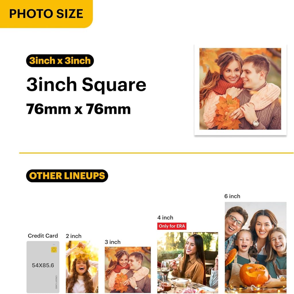 Mini 3 Retro 4PASS Portable Photo Printer (3X3 Inches) + 8 Sheets, Black